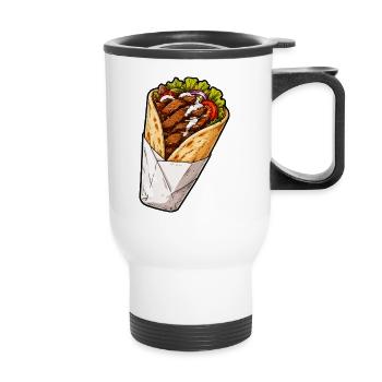 Crispy Chicken Burrito Wrap - Thermal mug with handle - white - Front