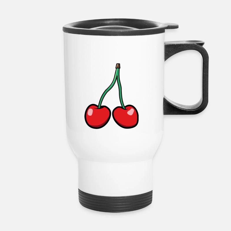 Cherry - Thermal mug with handle - white