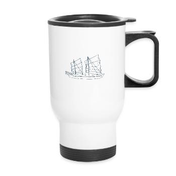 Segelboote ein perfektes Geschenk für Segler und Segler - Thermobecher mit Tragegriff - Weiß - Vorne