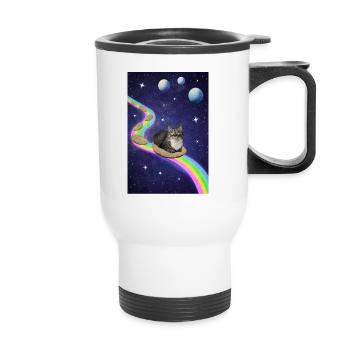 Mignon chat de l’espace - Tasse isotherme avec poignée - blanc - Devant