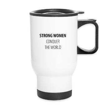 Strong women conquer the world - Thermobecher mit Tragegriff - Weiß - Vorne