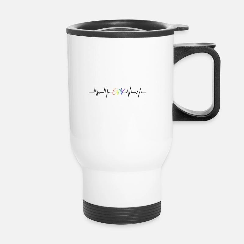 Fréquence cardiaque gay - Tasse isotherme avec poignée - blanc