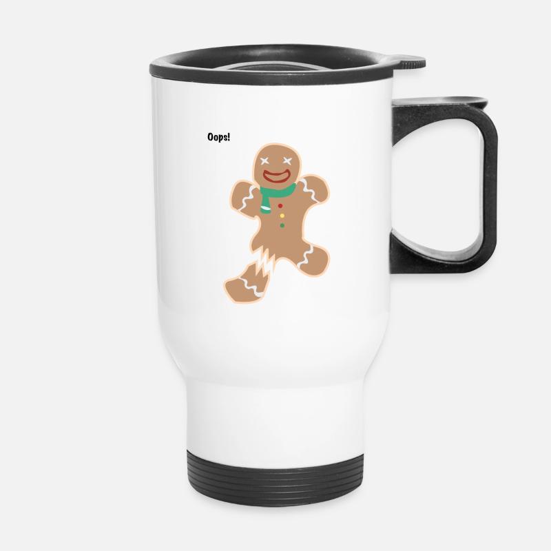 Gingerbread man - leg broken. - Thermal mug with handle - white