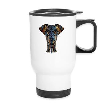 Elephant abstract art design special gift - Thermal mug with handle - white - Front