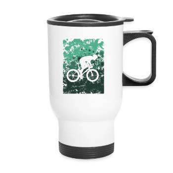 bike racing bike - Thermal mug with handle - white - Front