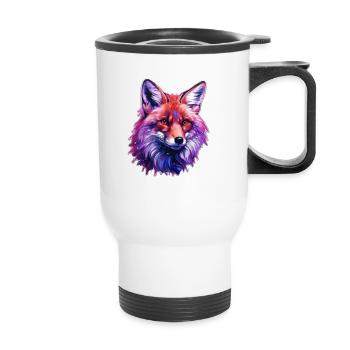 Colorful fox head - Thermal mug with handle - white - Front