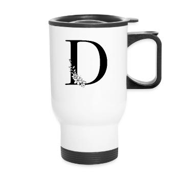 Buchstabe D - Thermobecher mit Tragegriff - Weiß - Vorne
