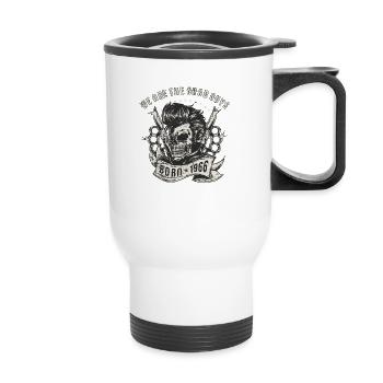 SSD Biker - we are the good guys - Skull Born 1966 - Thermobecher mit Tragegriff - Weiß - Vorne
