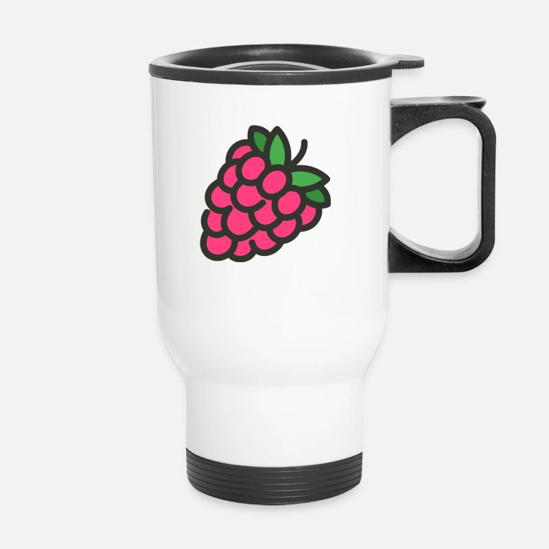 Raspberry - Himbeeren MOTIV - Thermobecher mit Tragegriff - Weiß