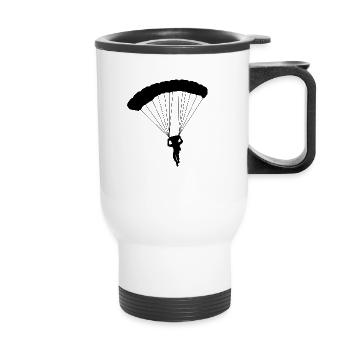 parachute fallschirmspringen parachuting skydiver - Thermobecher mit Tragegriff - Weiß - Vorne
