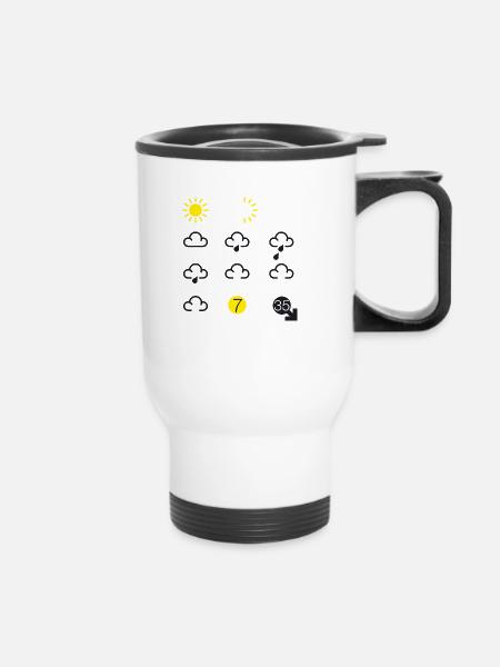 Wettervorhersage-Symbole - Thermobecher mit Tragegriff - Weiß