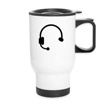 Headset Kopfhörer - Thermobecher mit Tragegriff - Weiß - Vorne