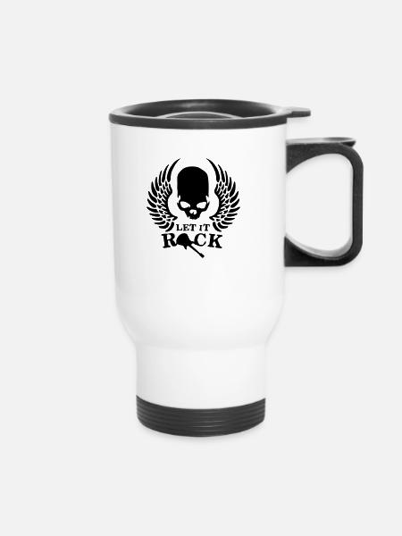 rock__roll_wing_skull_112013_e_1c - Thermobecher mit Tragegriff - Weiß