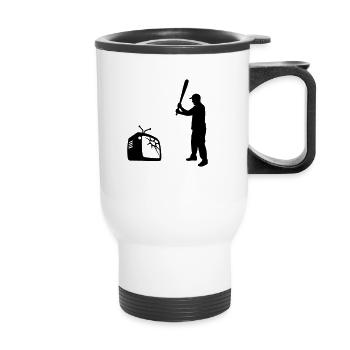 Destroy Your TV - Baseball bat vs. Television - Thermal mug with handle - white - Front