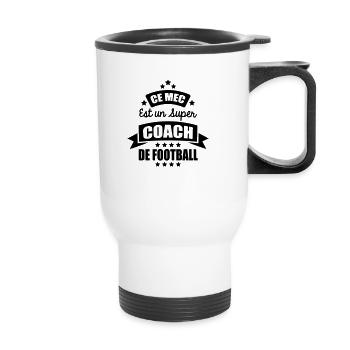 ce mec est un super coach de football - Tasse isotherme avec poignée - blanc - Devant