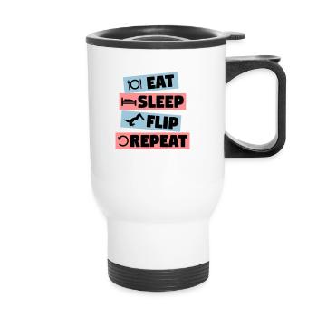 Gymnastics - eat, sleep, flip, repeat - Thermobecher mit Tragegriff - Weiß - Vorne
