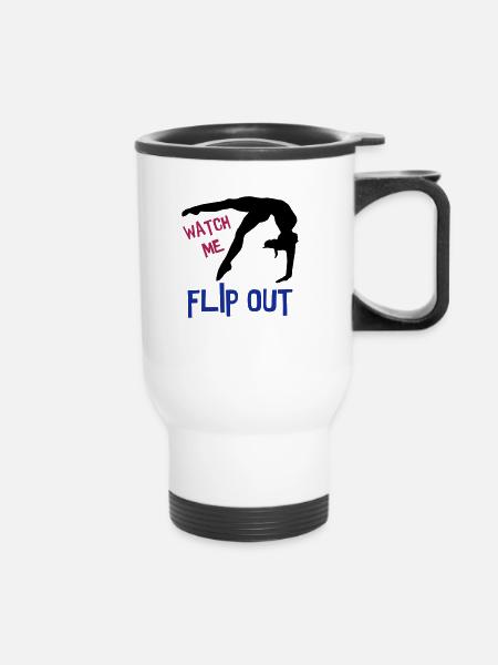 Gymnastics, gymnast - flip out - Thermal mug with handle - white