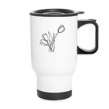 minimalist tulips - Thermal mug with handle - white - Front
