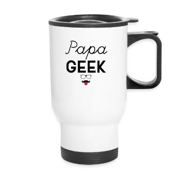 Papa Geek Humour Père Jeux Vidéo Informaticien - Tasse isotherme avec poignée - blanc - Devant