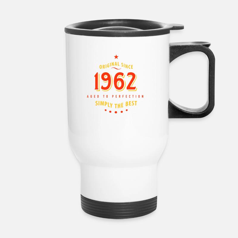 Original seit 1962 Geburtstag simply the best Star - Thermobecher mit Tragegriff - Weiß