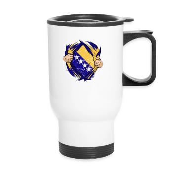 Proud Bosnian Bosniaks Bosnia Herzegovina - Thermal mug with handle - white - Front