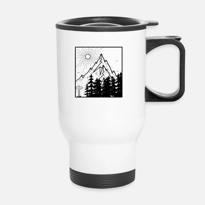 Forest walk in the Alps illustration - Thermal mug with handle - white