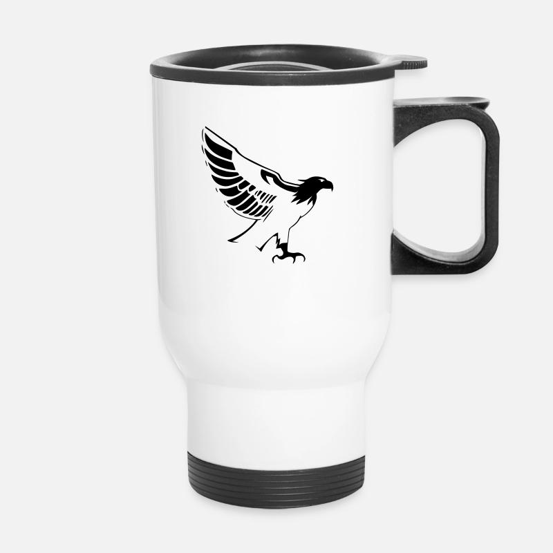 Flying eagle opening wings in profile - Thermal mug with handle - white