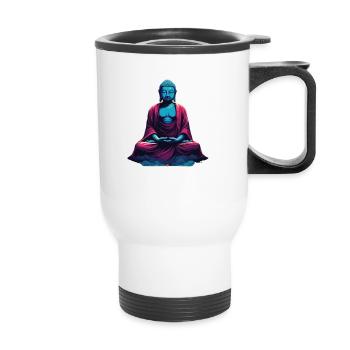 Bouddha bleu dans la méditation contemplation dualité - Tasse isotherme avec poignée - blanc - Devant