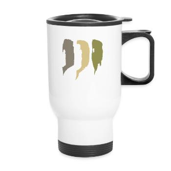 Abstract Style Stripes - Brushes KHAKI - Thermal mug with handle - white - Front