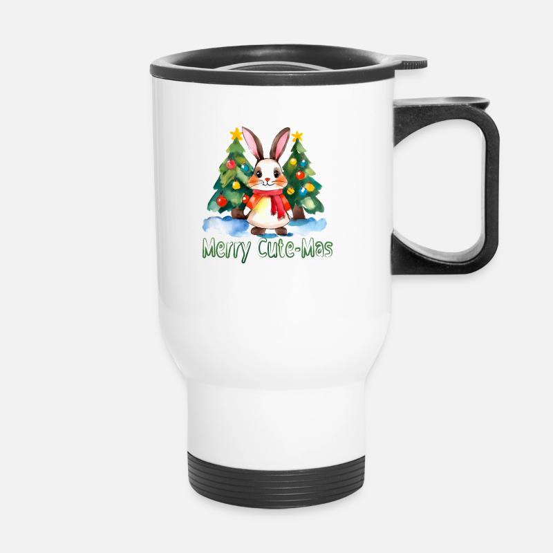 Merry Cute-Mas Bunny - Thermal mug with handle - white