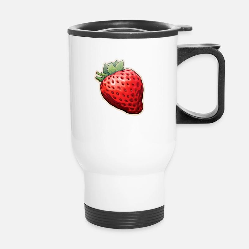 Strawberry - Thermal mug with handle - white