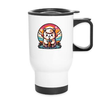 Bubble Tea Alpaga Boba Tea Kawaii Cadeau - Tasse isotherme avec poignée - blanc - Devant
