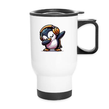 Dabbing Pinguin - Thermobecher mit Tragegriff - Weiß - Vorne