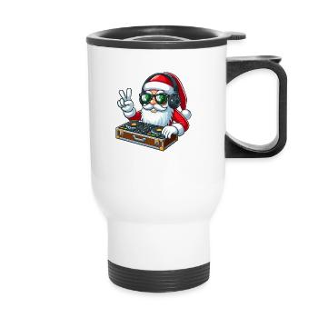 Père Noël cool avec des lunettes de soleil - Tasse isotherme avec poignée - blanc - Devant