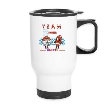 Team Kindergarten Rugbyball - Thermobecher mit Tragegriff - Weiß - Vorne