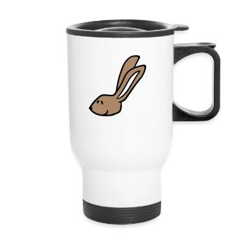 Hase Kaninchen Häschen Cartoon Kleintier niedlich - Thermobecher mit Tragegriff - Weiß - Vorne