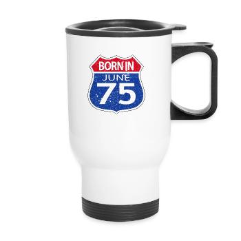 Né(e) en Juin 1975 - Tasse isotherme avec poignée - blanc - Devant