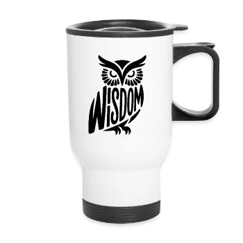 Wisdom Owl - Cooles Religionsdesign - Thermobecher mit Tragegriff - Weiß - Vorne