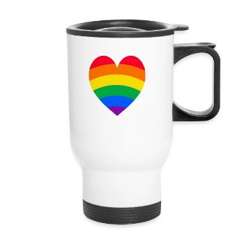Regenbogen-Herz - Thermobecher mit Tragegriff - Weiß - Vorne