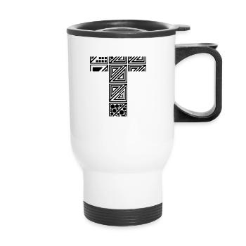 letter T - Thermal mug with handle - white - Front