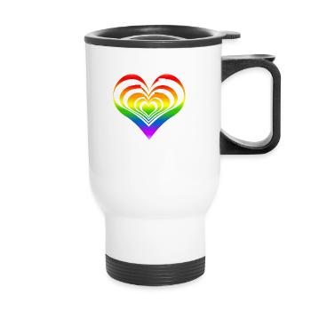 Herzliebhaber Regenbogen - Thermobecher mit Tragegriff - Weiß - Vorne