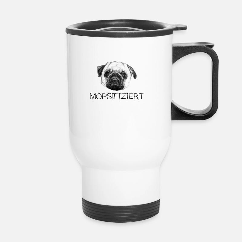 Pug cute dog mops - Thermal mug with handle - white