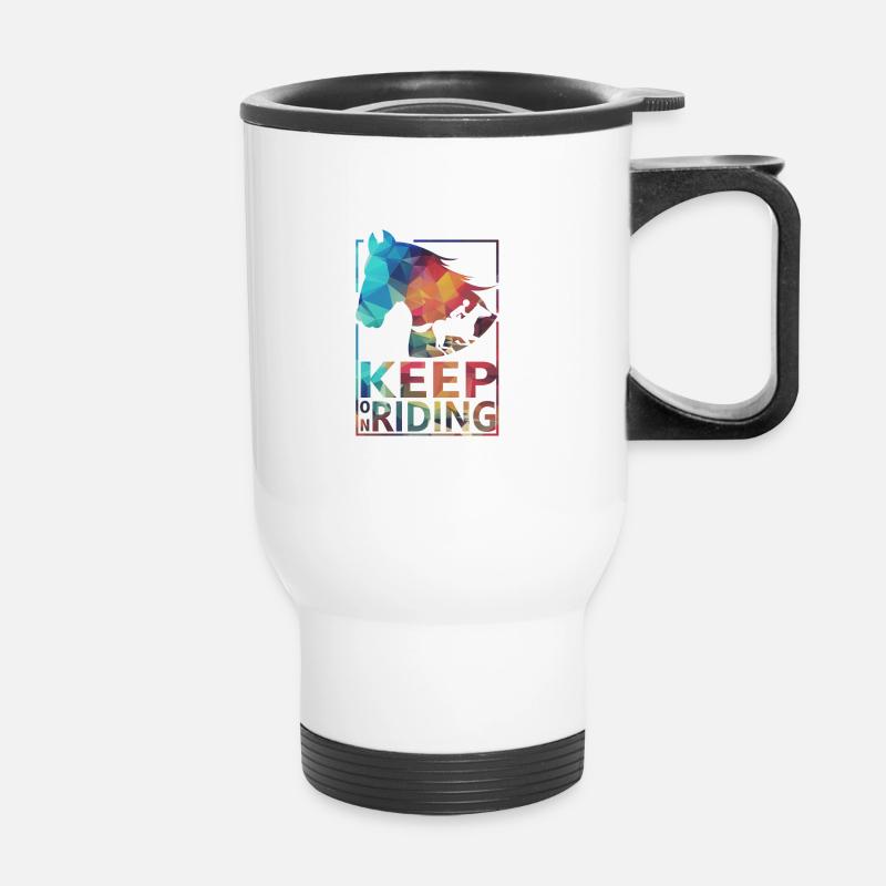 Chevaux à cheval - Tasse isotherme avec poignée - blanc
