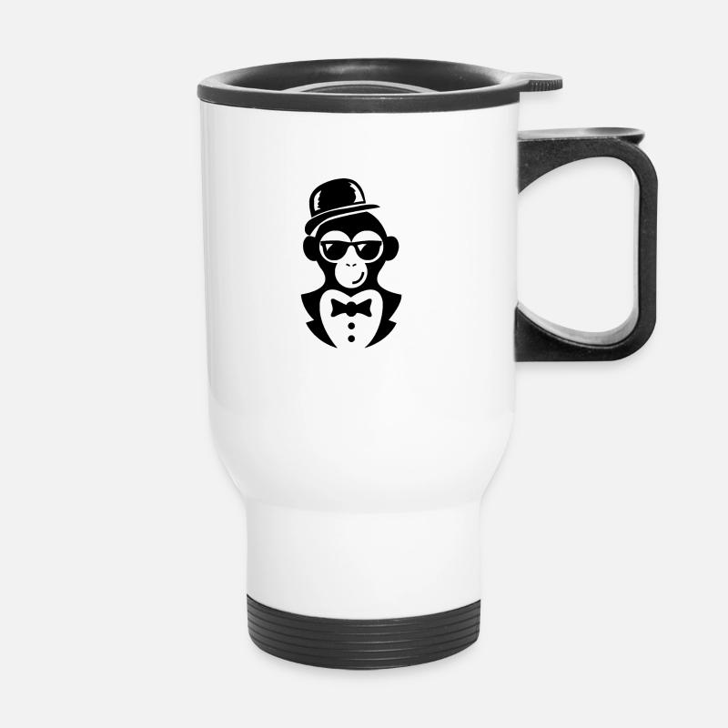 Monkey gentleman - Thermal mug with handle - white