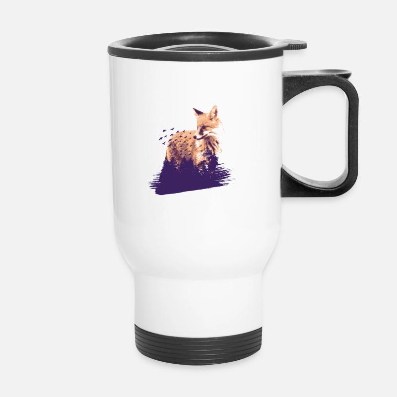 Fuchs im Wald - Thermobecher mit Tragegriff - Weiß