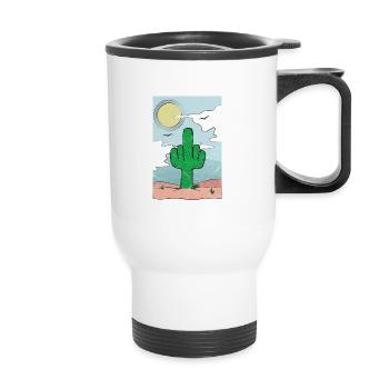 Fuck You Stinky Finger Cactus Gift - Thermal mug with handle - white - Front