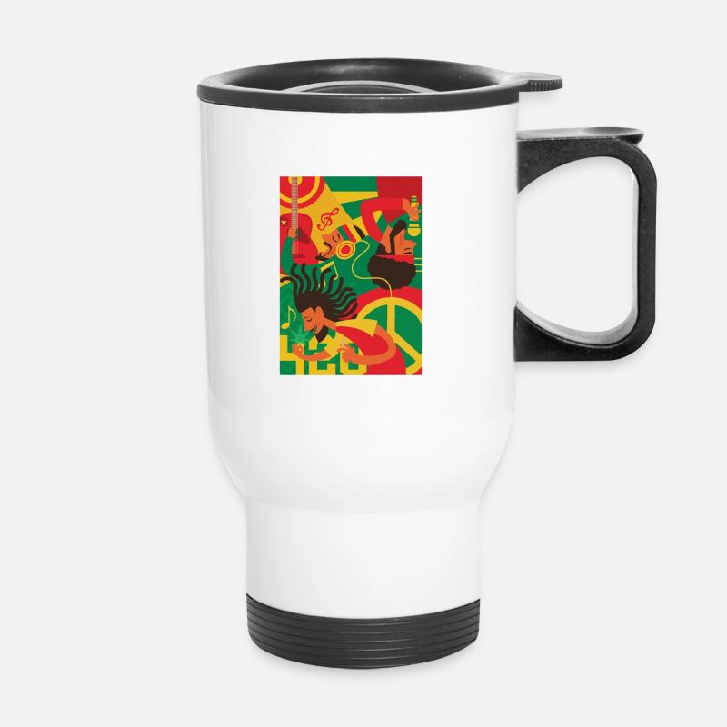 Reggae Rastafarian Rasta - Thermal mug with handle - white