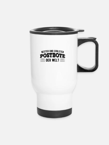 Postbote, Briefzusteller, Post - Thermobecher mit Tragegriff - Weiß