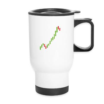 Chemise de cadeau de commerçant de stock de graphique de bougie de bourse - Tasse isotherme avec poignée - blanc - Devant