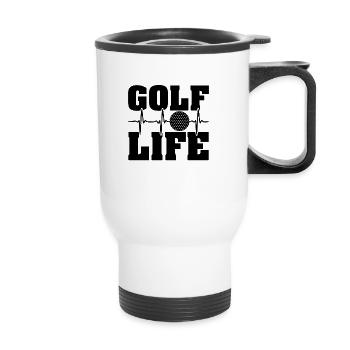 Golf Golfer Geschenk Hobby Verein Spruch - Thermobecher mit Tragegriff - Weiß - Vorne
